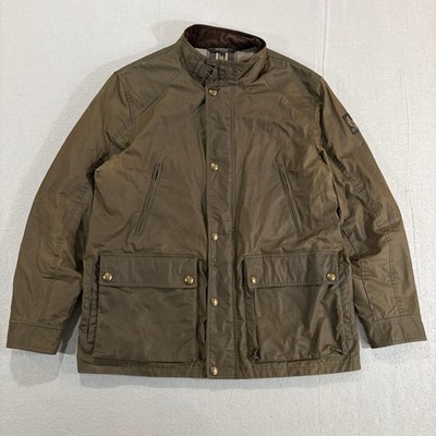 Belstaff Tourmaster Green Waxed Jacket IT 56 Wax Cotton Fade Men s Coat Olive