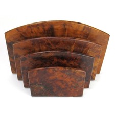 Wurzelholz Briefhalter Briefständer Art Deco Stil Vintage Wood Letter Holder