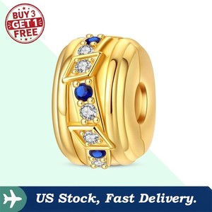 Authentic KUNSIR 14K Gold Plated Spacer Bead Clip Charm For Bracelets DIY Clip Lock Beads