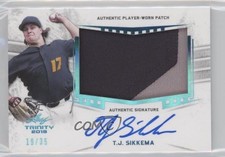 2019 Leaf Trinity Patch Auto Blue 19/35 TJ Sikkema #PA-TJS Patch Auto 2a9