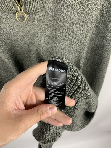 Barbour Quarter Zip Knit Sweater Men’s Size M Long Sleeve Top Khaki Green - Picture 6 of 10