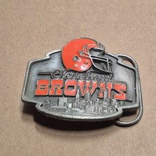 1989 Siskiyou 3" Belt Buckle CLEVELAND BROWNS NFL Football Enameled Pewter USA