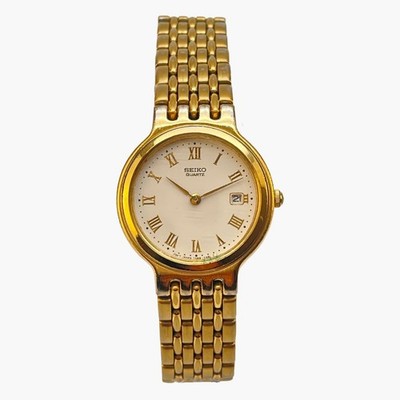Seiko Vintage Damenuhr Gold 7N89-0121 Armbanduhr Quarz Klassisch Elegant