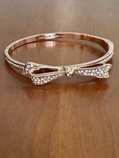 Kate Spade New York Bracelet Bangle Love Notes Rosegold Ribbon Bow Crystals 58