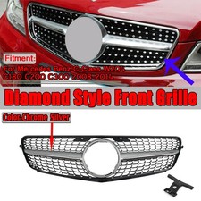 Sport Kühlergrill Chrom Silber für Mercedes C-Klasse W204 C180 C200 C300 08-14
