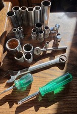 Vintage S-K Tool Lot 24 Pieces Sockets,Wrench Etc. Made in USA