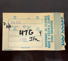 Vintage PAN AM BOARDING PASS Pakistan (KHI) to JFK Very Good Condition RARE