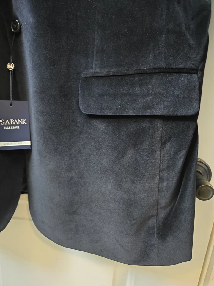 NOVO Smoking/Jaqueta de Jantar Jos A Bank Reserve Collection Veludo Preto 44 Longa - Imagem 4 de 4