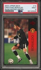 Cristiano Ronaldo 2003 Upper Deck #15 ROOKIE PSA 9 Card Mint Manchester United. rookie card picture