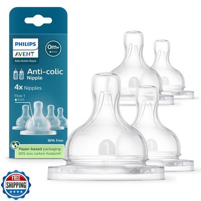 Philips Avent Anti-Colic Nipples - Flow 1, 4-Pack, SCY761/44