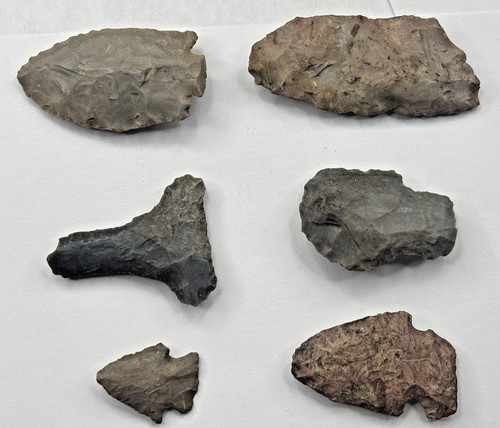 Authentic Native American Arrowheads Flint & Chert Indiana Find Lot of 6