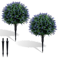 2Pack Artificial Lavender Boxwood Topiary Bal...