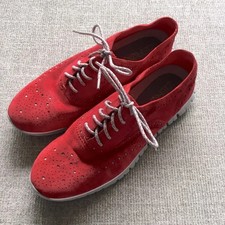 Women's Cole Haan Zero Grand OS Suede Wingtip Oxford Sz 7B Waterproof Red