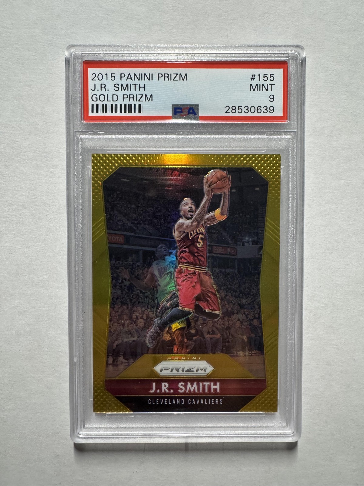 JR J.R. Smith 2015-16 Panini Prizm #155 Gold Prizms /10 PSA 9 Mint Cavaliers