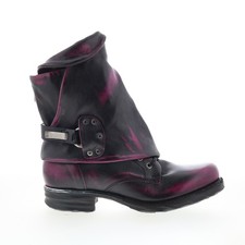 A.S. 98 Emerson Womens Black Leather Zipper Casual Dress Boots