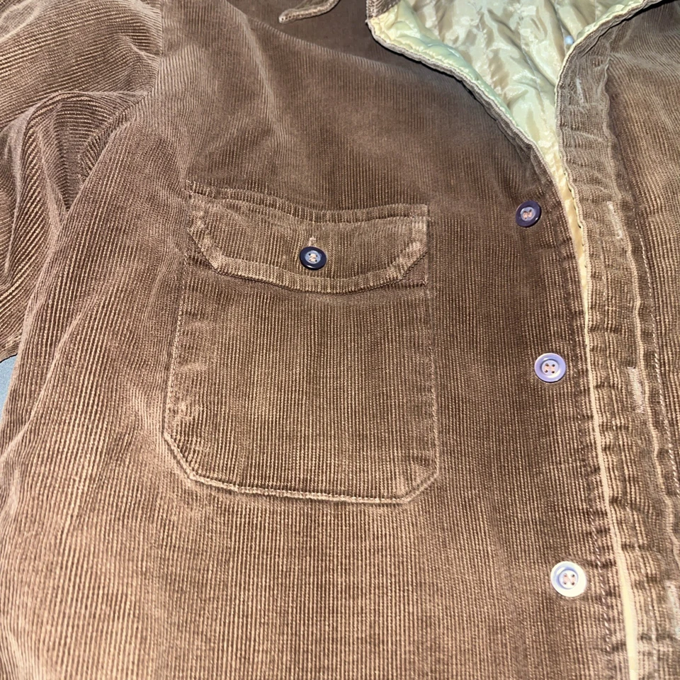 Chaqueta Ligera De Colección Para Hombre Acolchada Pana Granero Marrón Talla Pequeña Foto 4 de 4