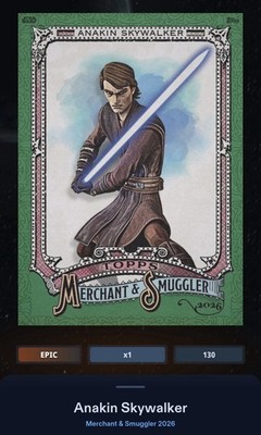 Anakin Skywalker Green Epic Topps Star Wars Card Trader Merchant & Smuggler 2026