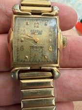 Vintage 1951 Benrus Tank 10K Gold Filled Manual Wind Fancy Lugs Watch Engraved
