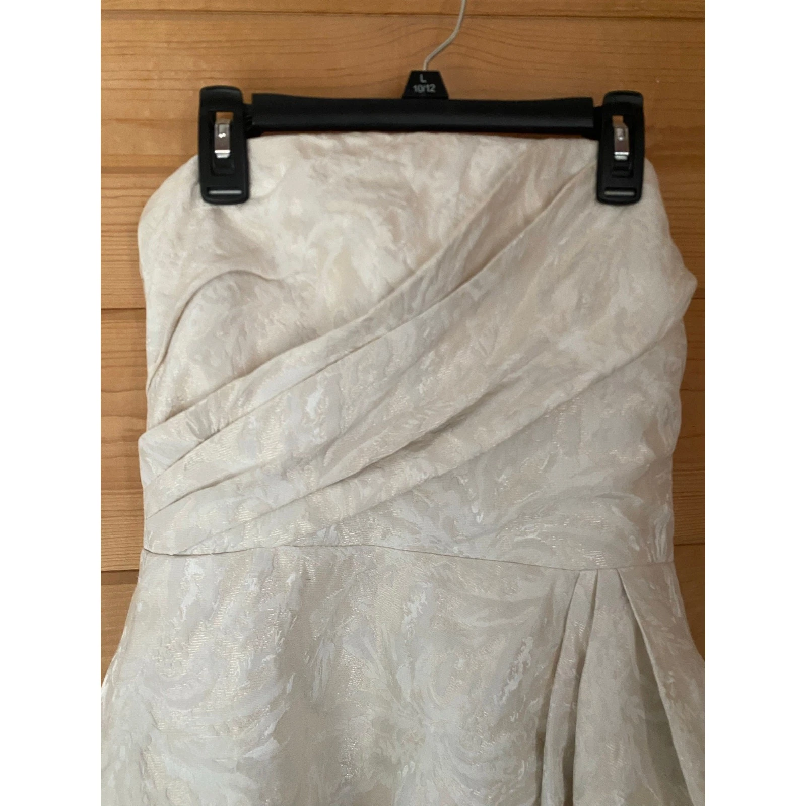 OFF WHITE Mini abito senza spalline Monique Lhullier jacquard bianco sporco con tasche taglia 4