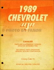 1989 only Chevrolet Cavalier Parts Book OEM Numbers and Illustrations Catalog