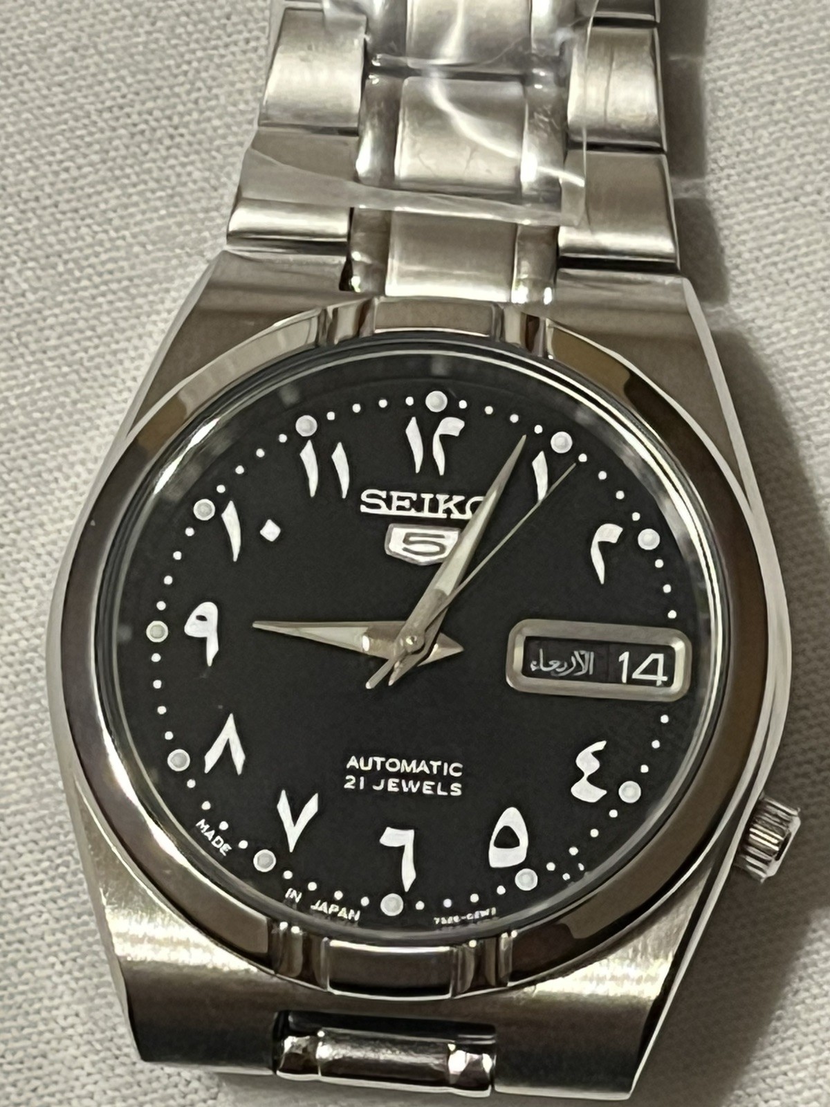 Seiko 5 Automatic Black Arabic Dial Stainless Steel Men's Watch