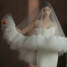 Elegant Lady Luxury Ruffle Layered Edge Wedding Bridal Veil Headband Hair Decor