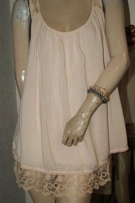Kleid SOMMERKLEID Minikleid Tunika italienische Mode Spitze rosé Italy one size