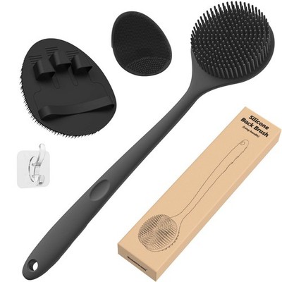 Silicone Back Scrubber thin Bristles  Bath Glove  Face Brush Set3pcs Super