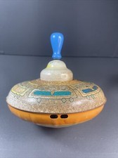 Vintage Ohio Art Metal Tin Spinning Top Toy Train Design