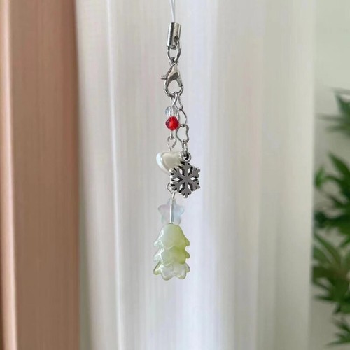 Fashionable Green Phone Chain and Keyring Practical Beaded Keychain Accessory - Zdjęcie 6 z 8
