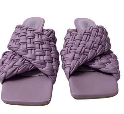 BELLA MARIE Women’s Lilac Woven Cross-Band Braided Open Toe Slide/Sandals 