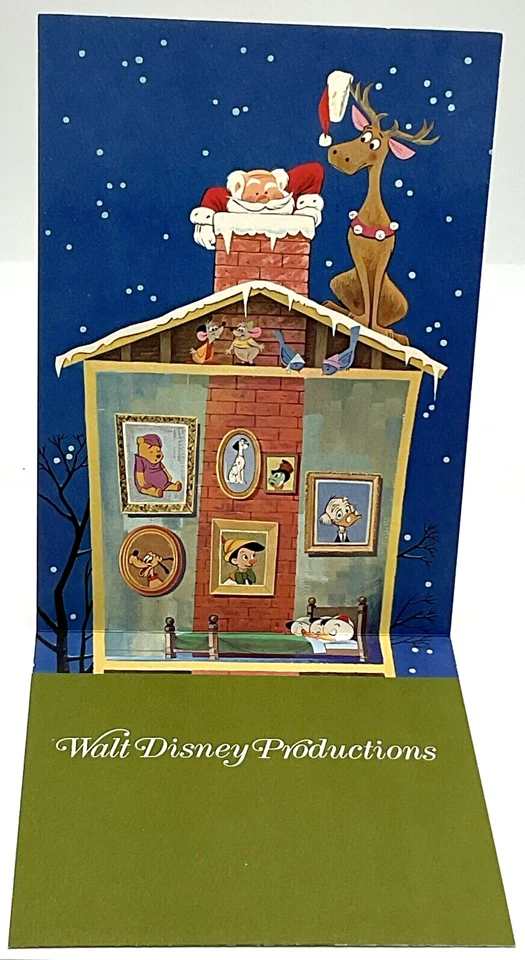 Tarjeta de Navidad 1969 Walt Disney Holiday Cheer 1970 calendario Mickey Goofy Santa Foto 2 de 4