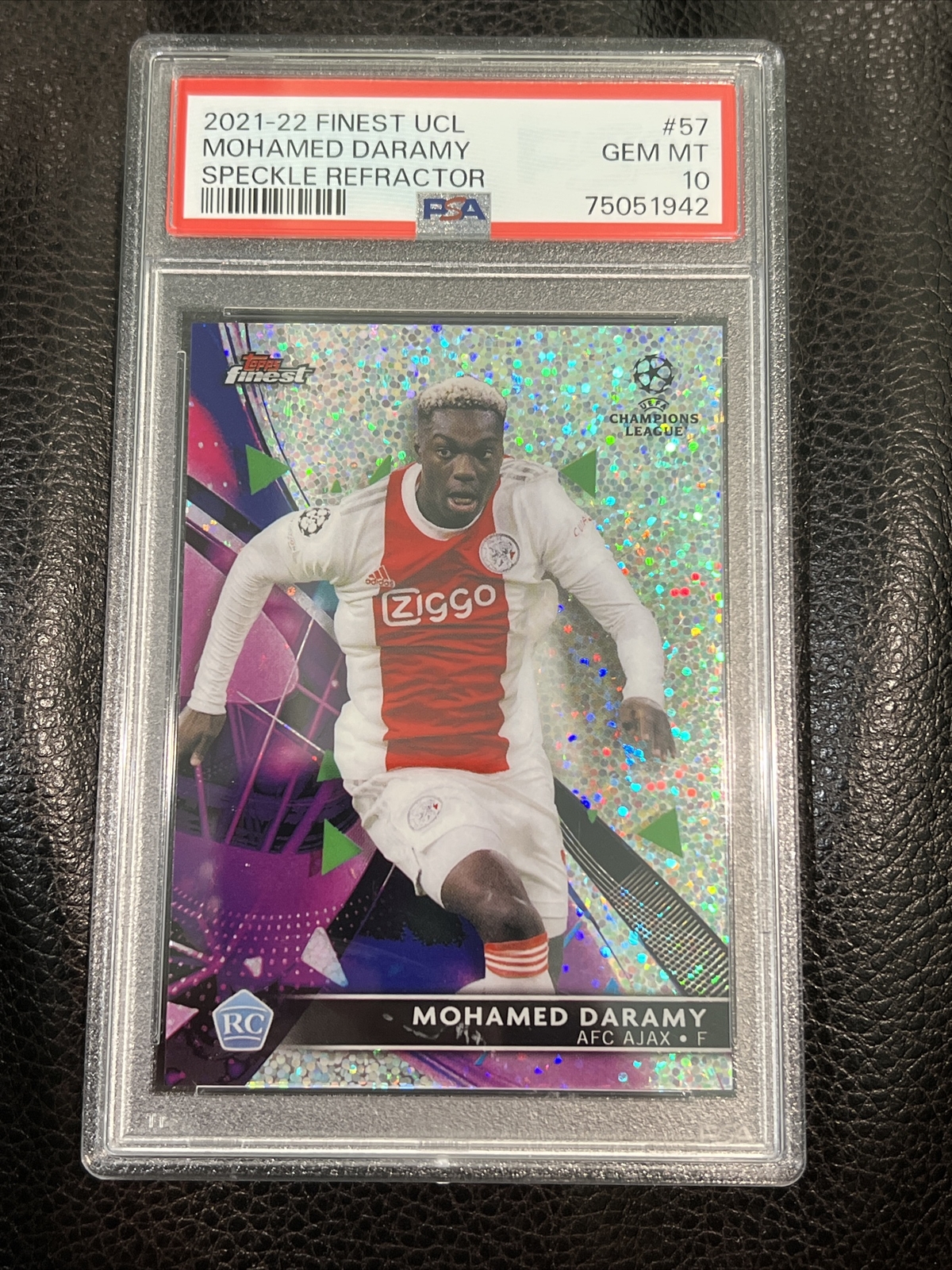 2021-22 Topps Finest Ucl Mohamed Daramy Speckle Refractor/175 Rookie PSA 10
