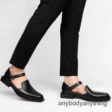 Mens Summer Sandals Genuine Leather Dress Shoes Buckle Business Formal Shoes Hot