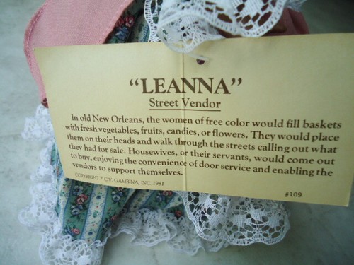 Original Gambina Doll “Leanna” Street Vendor New Orleans Eyes Open & Close 14” T - Foto 9 di 9