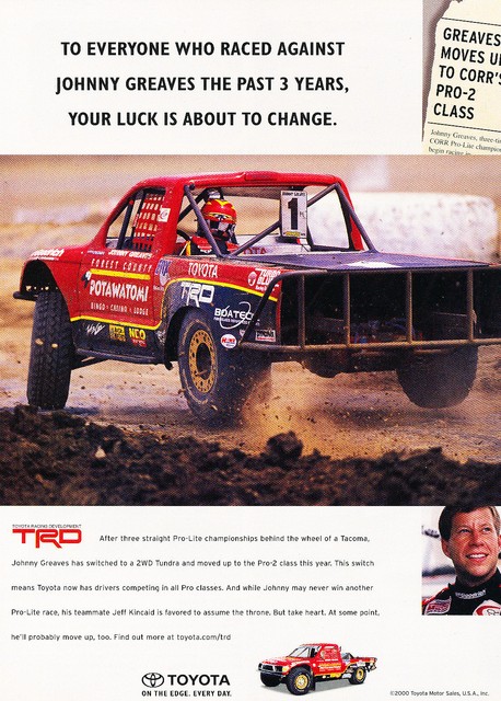 2000 Toyota Tundra Truck Johnny Greaves Race Advertisement Car Print Ad J371 EBay