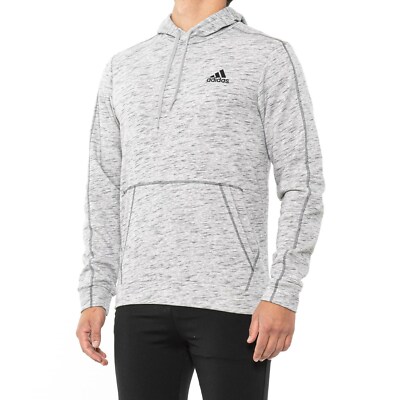 ADIDAS Gray Melange HOODED Logo Pullover Hoodie Sweatshirt Mens Size MEDIUM  NEW