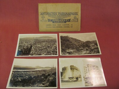 4 POSTCARDS RPPC VIEWS OF SANTOS BRAZIL PANORAMA UNPOSTED