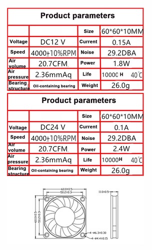5010-12025 DC 2Pin Brushless Fan Computer Cooling Inverter etc Frequency 4-12CM - 第 6/22 張圖片