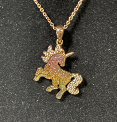 PRE-OWNED Rose Gold Plated Brass JCM China CZ Rainbow Unicorn