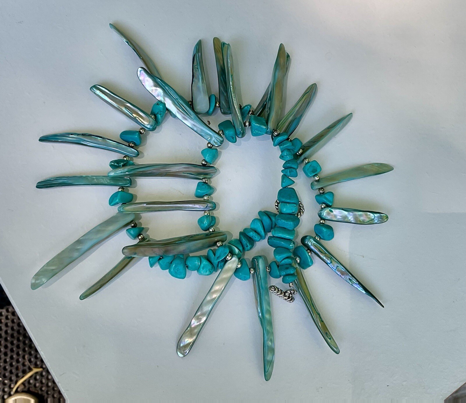 Southwestern Statement Shell Turquoise Necklace T… - image 4