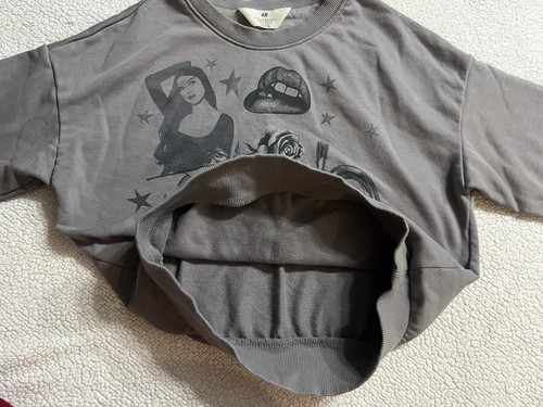 H&M Loose Fit MOTIF Sweatshirt Olivia Rodrigo “Brown Eyed Girl” Gray SZ - 12/14 - Picture 7 of 16