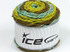 2-Skein Lot Cakes Yarn Light Acrylic 2x140g/225m Green Shades Turquoise