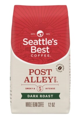 4 Pack- Seattle s Whole Bean Post Alley Blend Dark Best 12 Ounce Coffee