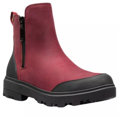 Bogs Holly Zip Leather Women's Casual Boots, Cranberry, W7
