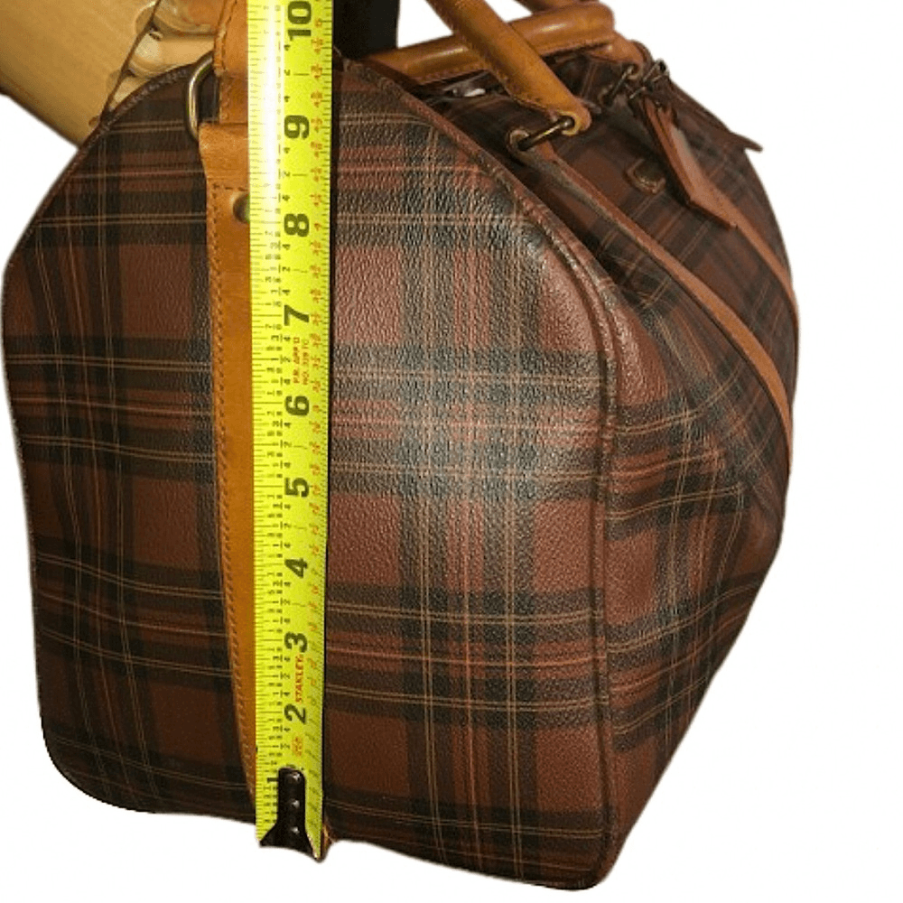RALPH LAUREN Brown Green Tartan Plaid Boston Duffle Travel Tote