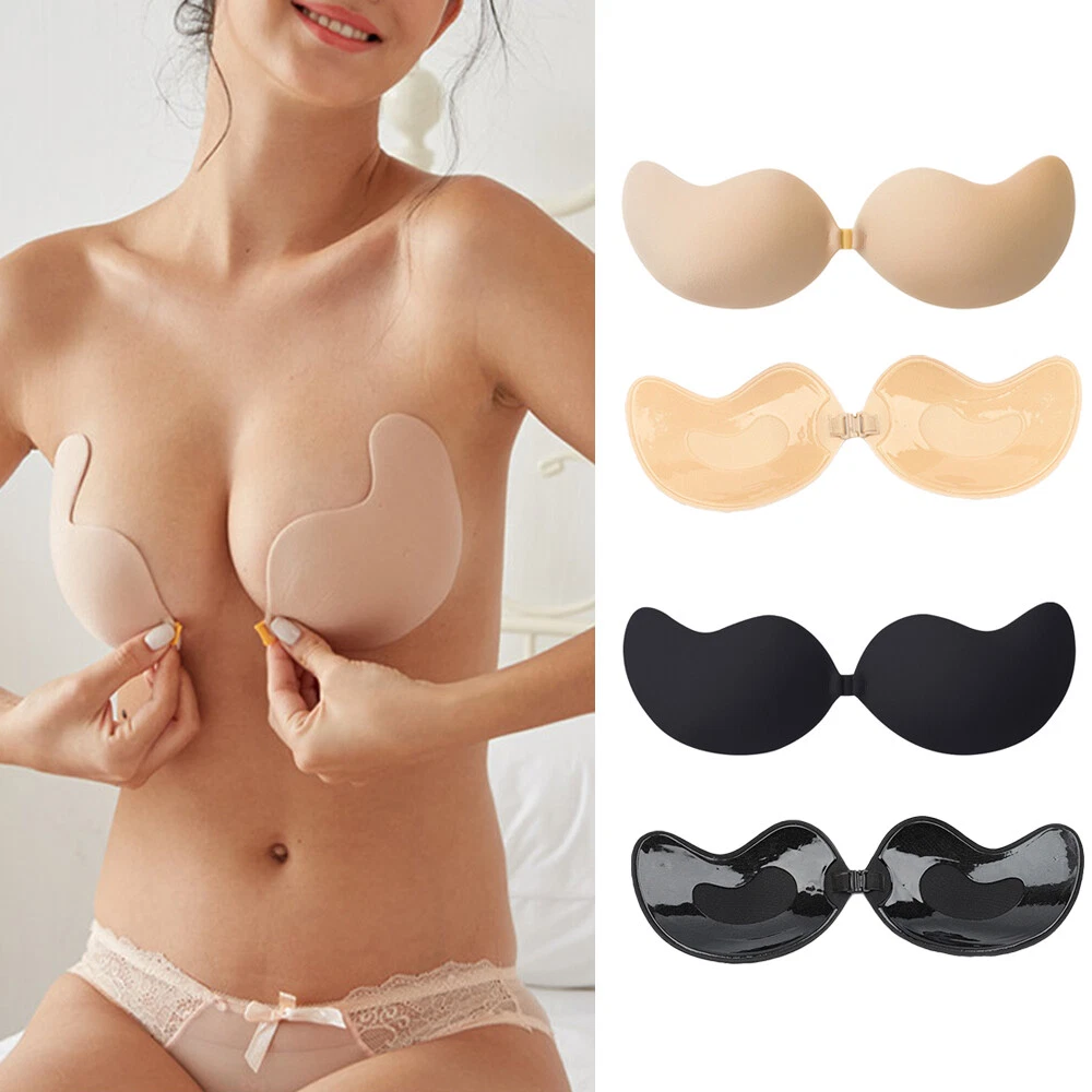 Silicone Strapless Push Up Bra Backless Self Adhesive Invisible Lace Stick  On UK