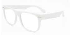 WHITE FRAME CLEAR LENS VINTAGE RETRO GLASSES CLASSIC 80s 90s UVB UVA PROTECTION