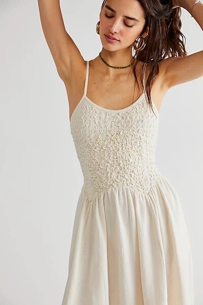 NWT FREE PEOPLE ENDLESS SUMMER Sz L SUMMER CHAPTER MIDI DRESS IVORY