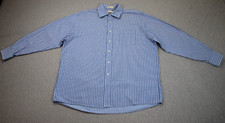 Michael Kors Mens Dress Shirt 17.5 34/35 XL Blue Button Down Long Sleeve Striped